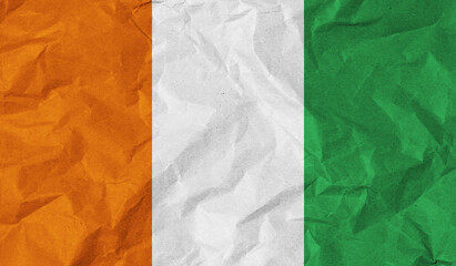 Côte d'Ivoire flag of paper texture. 3D image