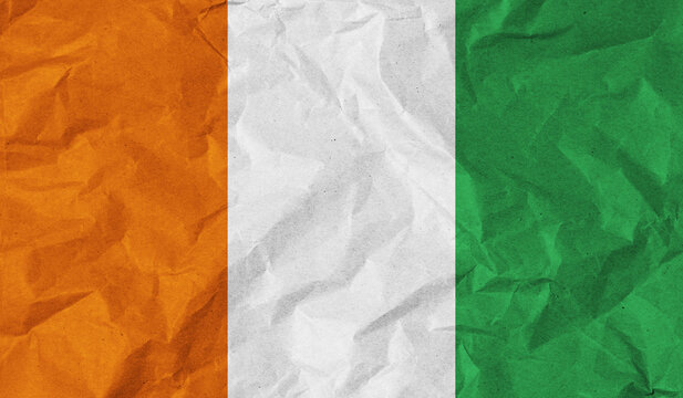 C&ocirc;te d'Ivoire flag of paper texture. 3D image