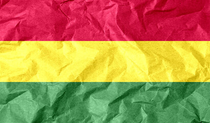 Bolivia flag of paper texture. 3D image