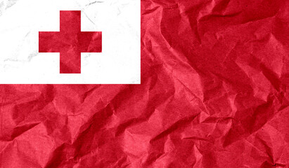 Tonga flag of paper texture. 3D image