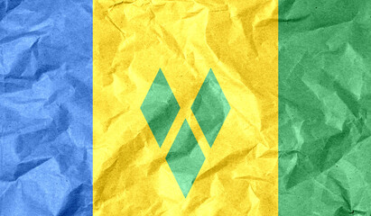 Saint Vincent and the Grenadines flag of paper texture. 3D image