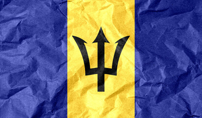 Barbados flag of paper texture. 3D image