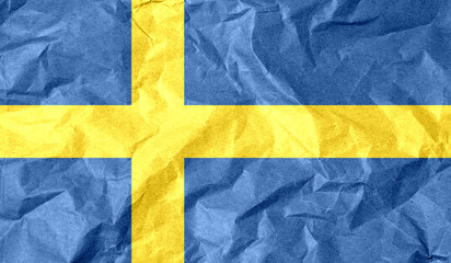 Sweden flag of paper texture. 3D image