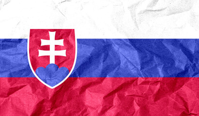 Slovakia flag of paper texture. 3D image