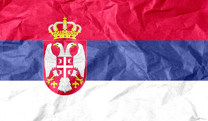 Serbia flag of paper texture. 3D image