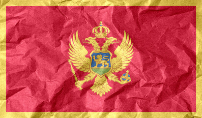 Montenegro flag of paper texture. 3D image