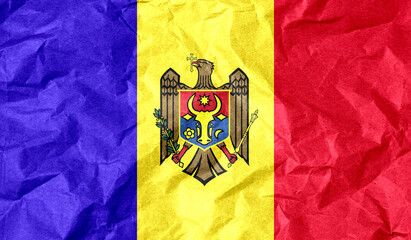 Moldova flag of paper texture. 3D image
