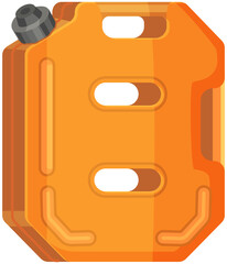 Empty container, use canister, gasoline tank. Equipment for storage and transportation of liquid substances. Orange canister with lid isolated on white backgriund. Preserving container for storing