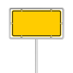 yellow road sign isolated on white background	
