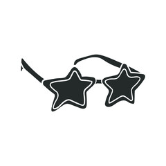 Star Glasses Icon Silhouette Illustration. Sunglasses Party Carnival Vector Graphic Pictogram Symbol Clip Art. Doodle Sketch Black Sign.