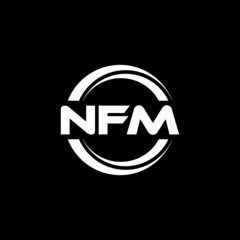 NFM letter logo design with black background in illustrator, vector logo modern alphabet font overlap style. calligraphy designs for logo, Poster, Invitation, etc.
