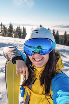 smiling skier woman portrait
