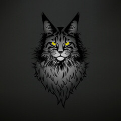 Obraz premium Portrait of a Maine Coon Cat with Glowing Yellow Eyes