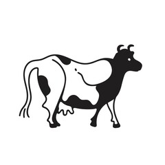 Obraz na płótnie Canvas Black and white cow. Vector graphics. Farm animal.