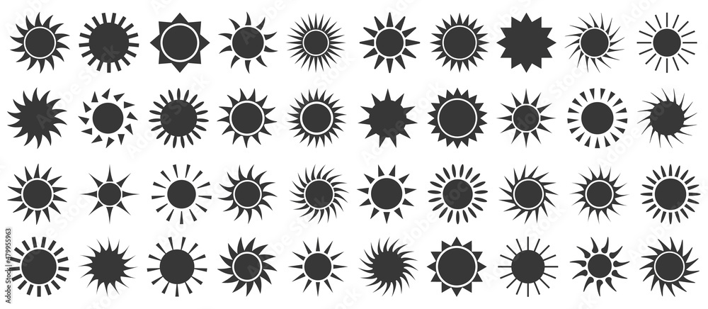 Wall mural big set of sun web icons - vector design elements