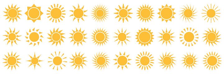 big set of sun web icons - vector design elements 