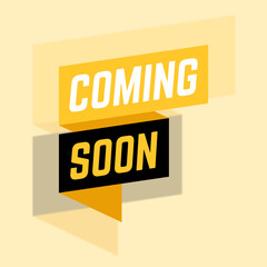 Coming soon in the ribbon with blur background. Banner set. Shop, business, online shopping, advertising, marketing. Vector illustration.