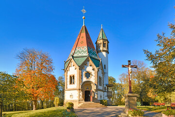 Malsch, Germany - October 2021: Pilgrimage chapel called 'Wallfahrtskapelle Letzenberg'