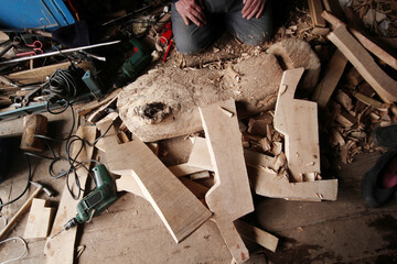 a craftsman in the carpentry workshop