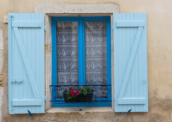 Blue Window Shutters Flowers