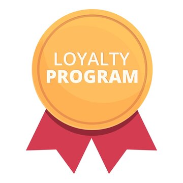 Emblem loyalty program icon cartoon vector. Customer card. Online discount