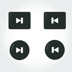 Speed Button Icon with Black Circle and Rectangle and Gloss Background for Media Player