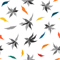 Fototapeta premium Seamless colourlul pattern with leaves in abstract style.