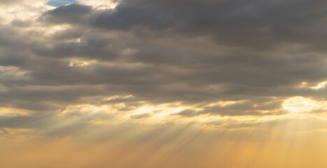 Obraz premium Sunset sky. Abstract nature background. Dramatic blue with orange colorful clouds in twilight time.