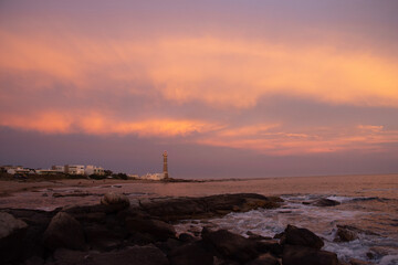 Fototapeta na wymiar Faro de Jose Ignacio (Jose Ignacio lighthouse) at dusk, Punta del Este, Uruguay