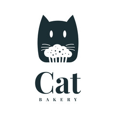 Cat bakery logo illustration vector template design