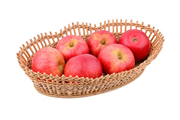 Red apple in wattled basket