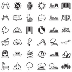 Park And Outdoor Icons. Line With Fill Design. Vector Illustration.