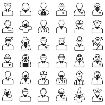 People Icons. Line With Fill Design. Vector Illustration.