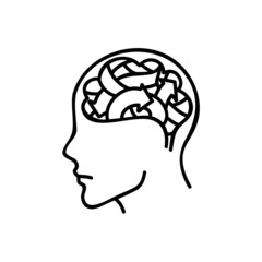 Mental health human brain icon. Hand drawn vector illustration.
