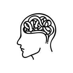 Mental health human brain icon. Hand drawn vector illustration.