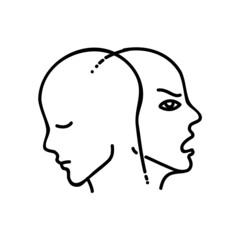 Mental health icon. Bipolar. Hand drawn vector illustration.