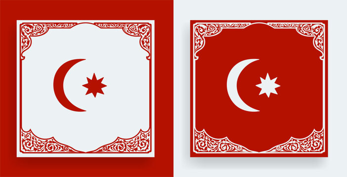Ottoman sign elegant decorative design set for social media, brochure template vector illustration. Happy Ottoman Week Turkish translate: Osmanlı Haftası Kutlu Olsun.