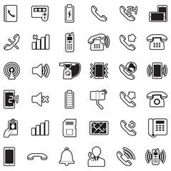 Phone Icons. Line With Fill Design. Vector Illustration.