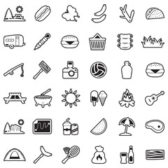 Picnic Icons. Line With Fill Design. Vector Illustration.