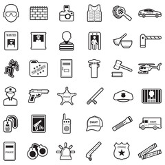 Police Icons. Line With Fill Design. Vector Illustration.