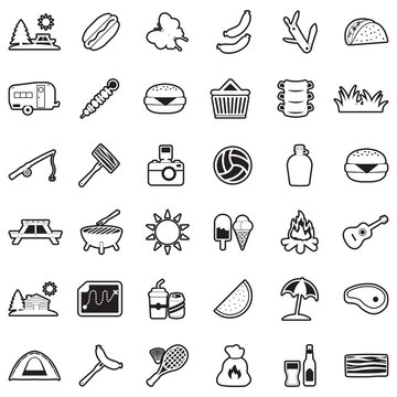 Picnic Icons. Line With Fill Design. Vector Illustration.