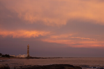 Faro de Jose Ignacio (Jose Ignacio lighthouse) at dusk and sunset