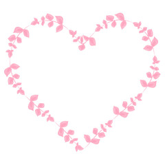 Heart shaped watercolor pink branches  Decorative vector illustration Design element Isolated on white background