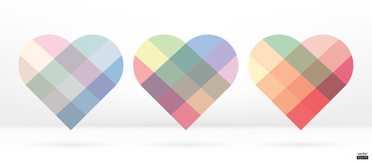 Obraz premium Vector Scottish Pastel Hearts icons set. Vector illustration.Vector collection of hearts on white background.Pestel hearts for design.