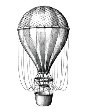 recommend clip art: Vintage balloon hand draw vintage engraving style black and white clipart