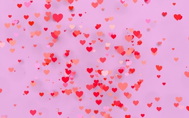 Small Hearts on Pink Background