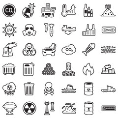 Pollution Icons. Line With Fill Design. Vector Illustration.