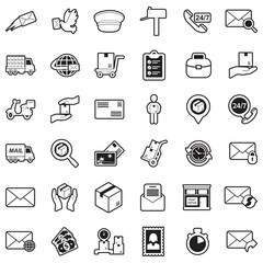 Post Office Icons. Line With Fill Design. Vector Illustration.