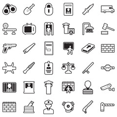 Prison Icons. Line With Fill Design. Vector Illustration.