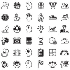 Productivity Improvement Icons. Line With Fill Design. Vector Illustration.